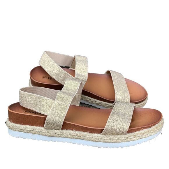 Dream Pairs Rosen Open Toe Strap Espadrille Platform Sandals Gold Metallic sz 8 - Picture 1 of 16